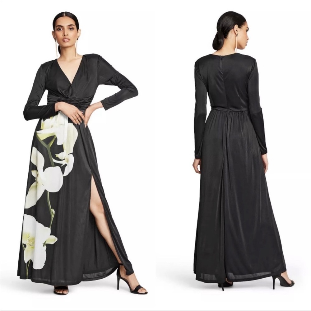 ALTUZARRA for Target Women's Orchid Print Maxi Dress New Size M Medium Black
